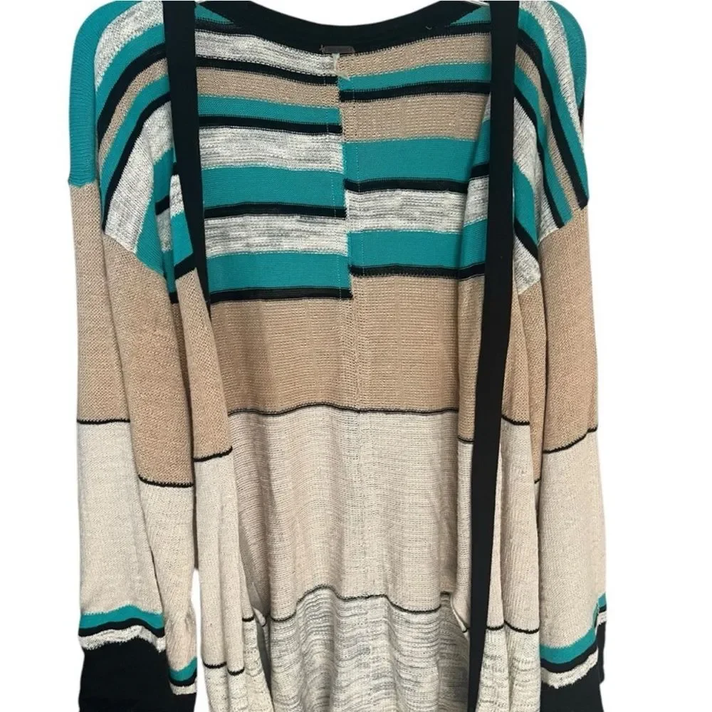 Free People Walk The Line Long Linen Cardigan Sweater Duster Small Petite